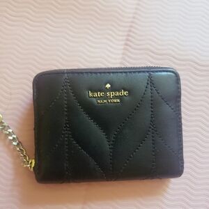 KATE SPADE Black Quilted Leather Wallet with Key Holder